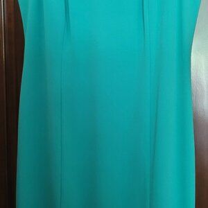 Ann Taylor turquoise dress with ruffle detail and front seams size 6